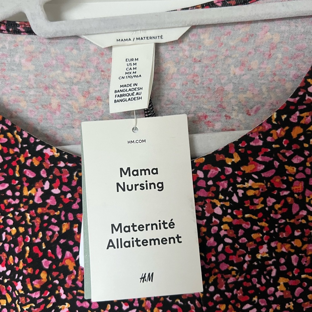 NWT H&M Women’s MAMA Maternity Colorful Speckled KNOT-DETAIL NURSING DRESS - Picture 13 of 16